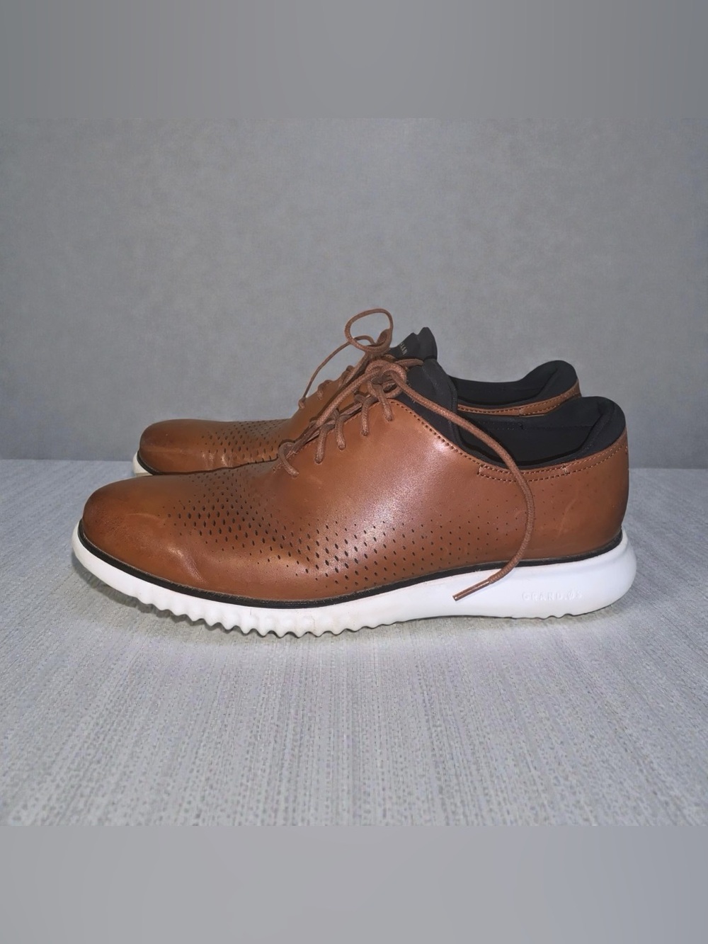 Cole Haan Grand.OS Brown Leather Oxford Shoes